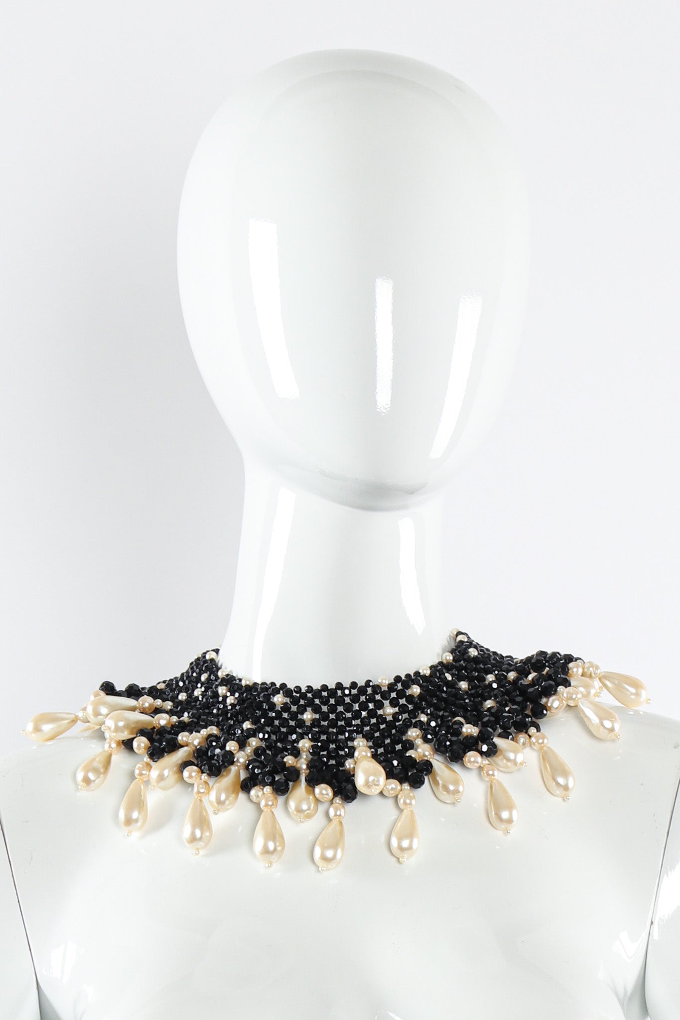 Vintage Teardrop Pearl Beaded Bib Necklace on mannequin @ Recess LA