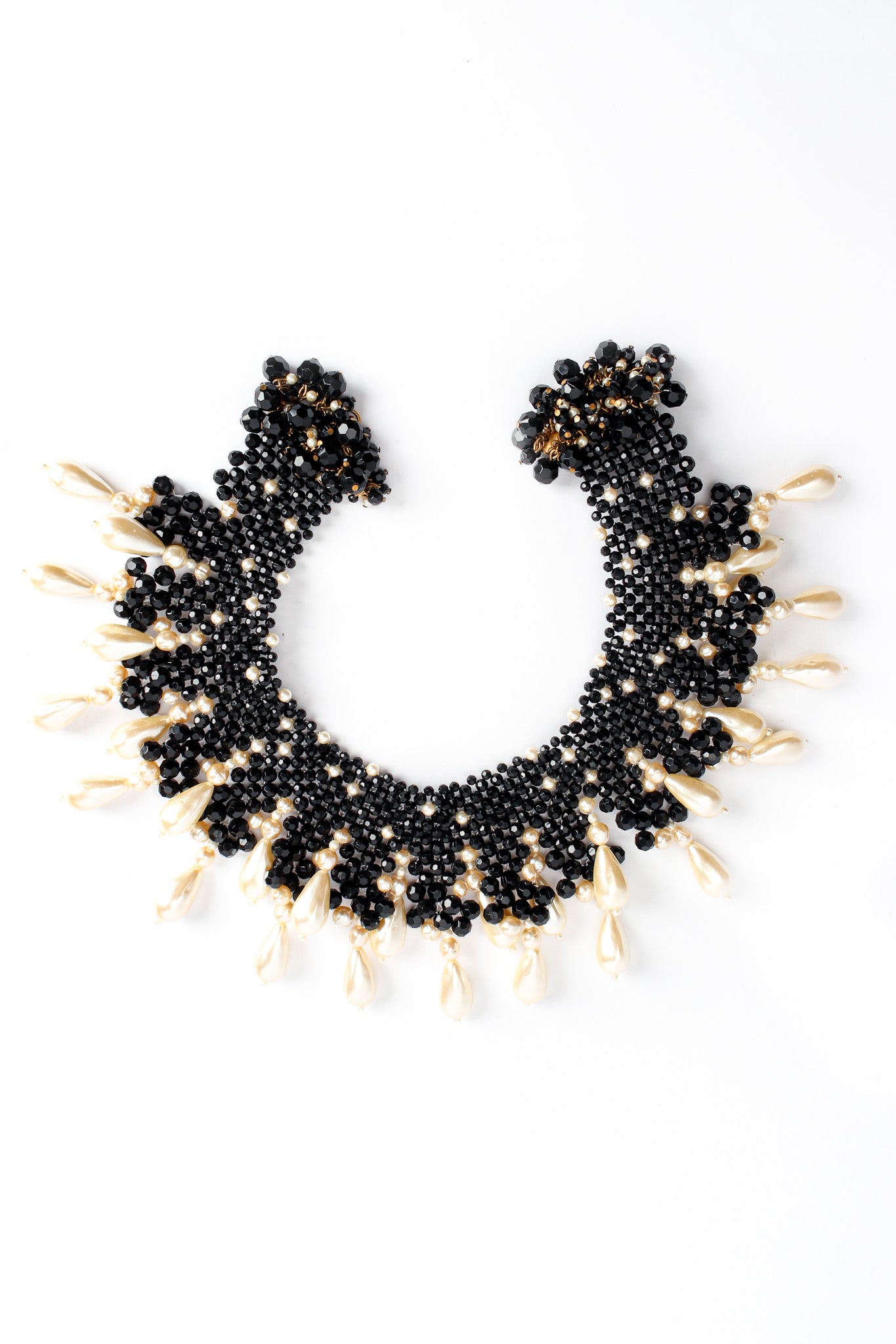 Vintage Teardrop Pearl Beaded Bib Necklace front  @ Recess LA