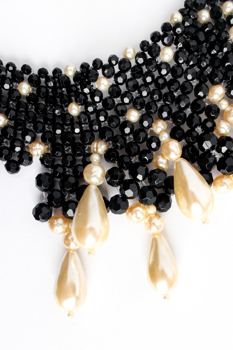 Vintage Teardrop Pearl Beaded Bib Necklace bead/pearl close @ Recess LA