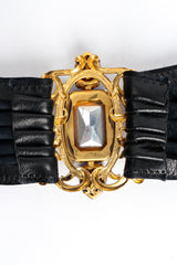 Vintage Floral Filigree Sapphire Leather Sash Belt stone back @ Recess LA