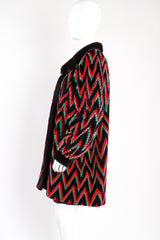 Vintage Rainbow Chevron Blanket Stripe Fur Coat on mannequin side at Recess Los Angeles