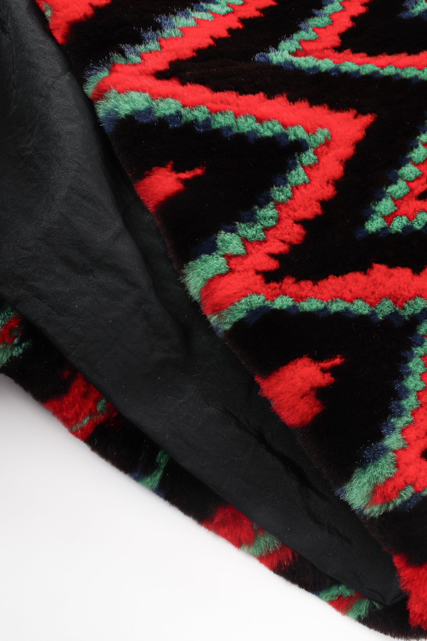 Vintage Rainbow Chevron Blanket Stripe Fur Coat lining at Recess Los Angeles