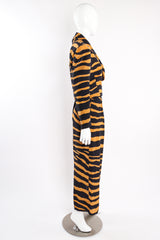 Vintage Tiger Stripe Silk Crepe Jacket & Pant Suit Set on mannequin side at Recess Los Angeles