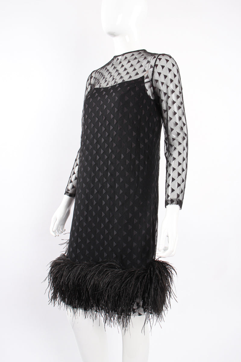 Vintage Ostrich Feather Mesh Dress on Mannequin crop at Recess Los Angeles