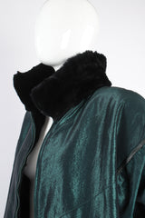 Vintage Geometric Fur Reversible Metallic nylon Bomber on Mannequin collar at Recess Los Angeles