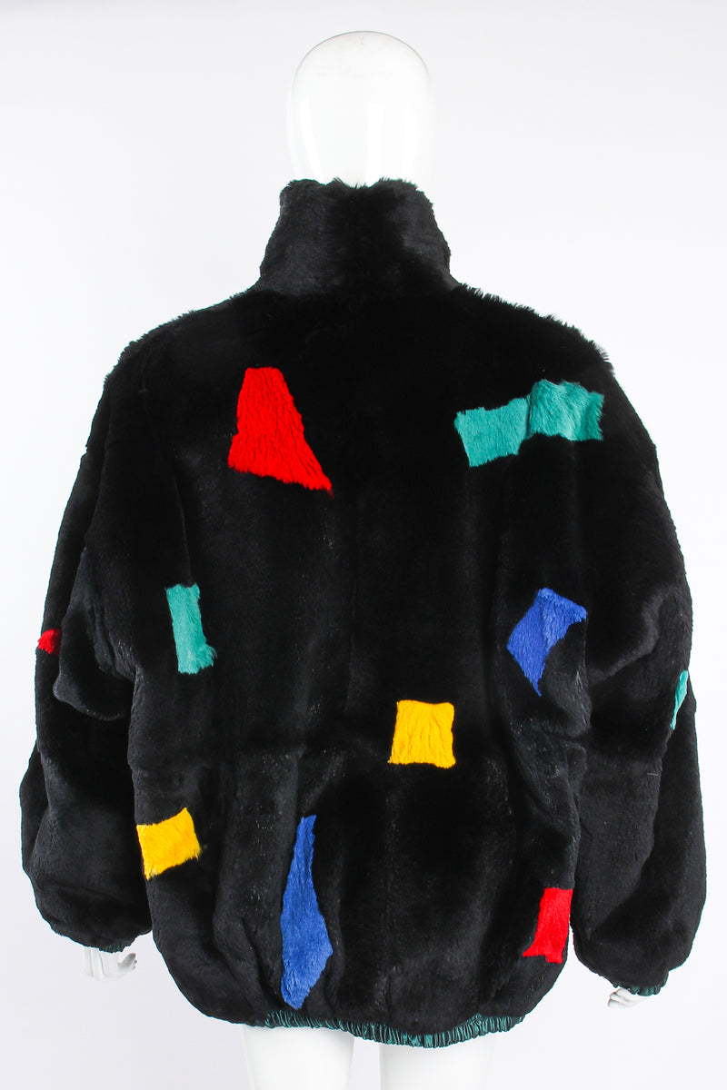 Vintage Geometric Fur Reversible Bomber on Mannequin back at Recess Los Angeles