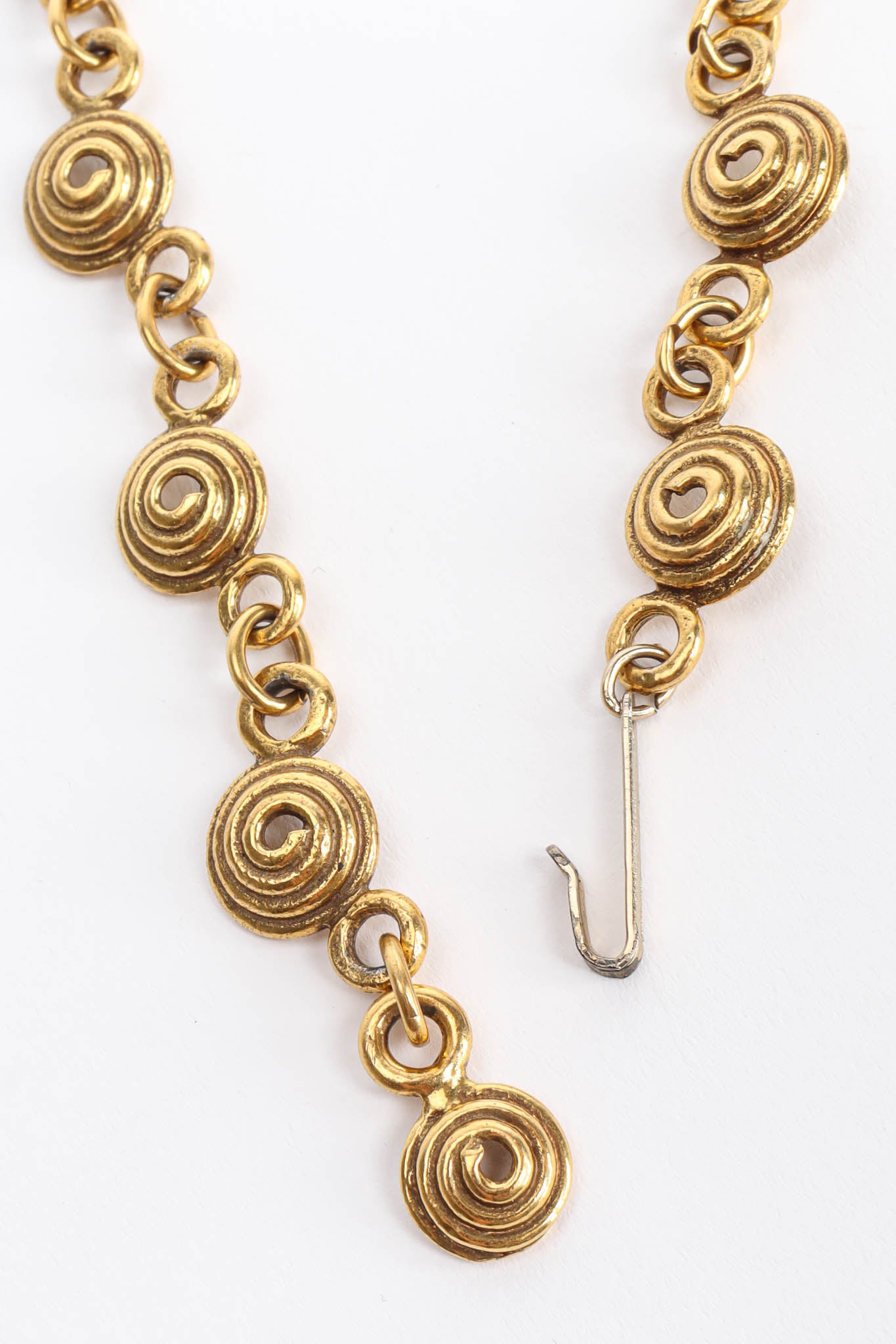 Vintage Concentric Spiral Bib Necklace hook closure/slight tarnish @ Recess Los Angeles