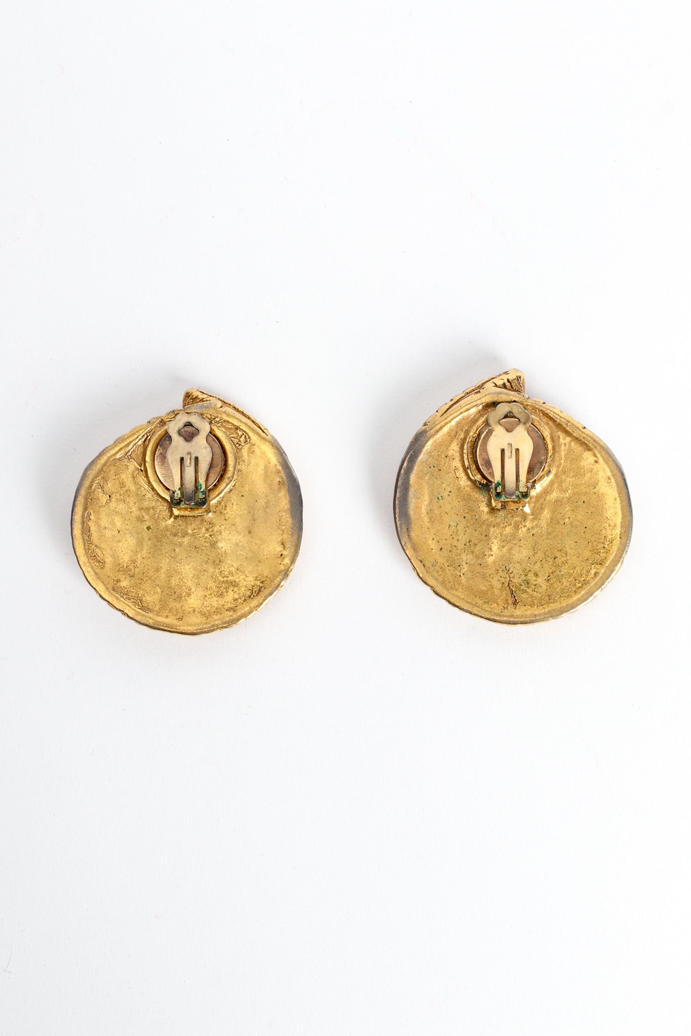 Vintage Geo Hammered Plate Earrings back flat  @ Recess LA