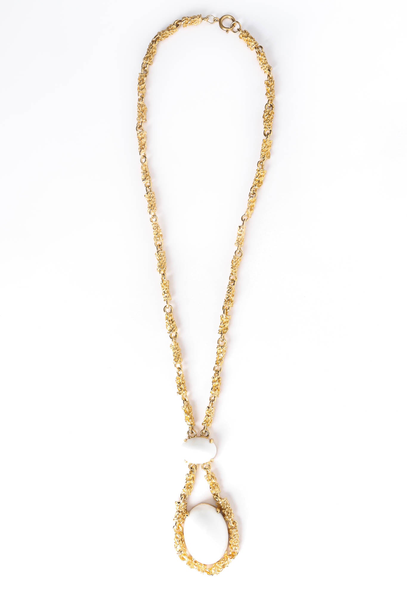 Vintage Brutalist Double Egg Pendant Necklace front flat @ Recess Los Angeles