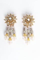 Vintage Sunflower Burst Crystal Drop Earrings Front at Recess Los Angeles