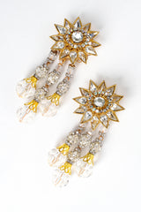 Vintage Sunflower Burst Crystal Drop Earrings diagonal front at Recess Los Angeles