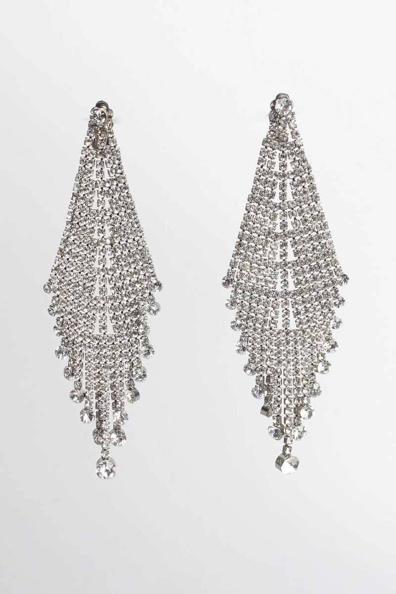 Vintage Waterfall Rhinestone Earrings front hang @ Recess Los Angeles