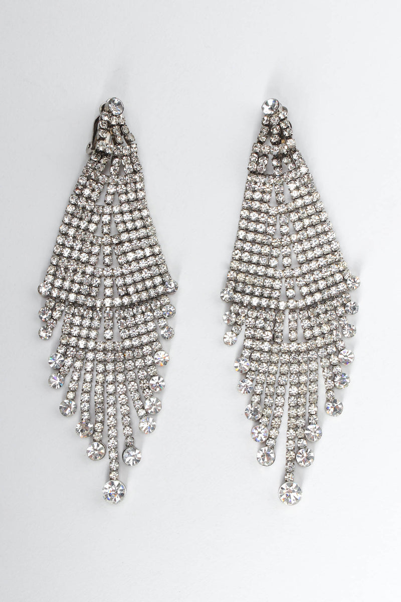 Vintage Waterfall Rhinestone Earrings flat front @ Recess Los Angeles