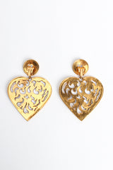 Vintage Flame Filigree Cutout Heart Earrings back @ Recess LA