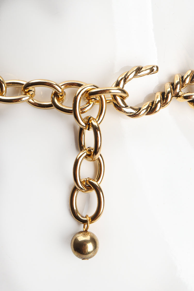 Vintage Antiqued Gold Braided Ring Collar Necklace Hook Clasp at Recess Los Angeles