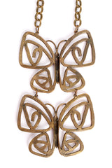 Vintage Brass Double Butterfly Necklace backside at Recess Los Angeles