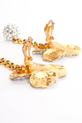 Vintage Rhinestone Flower Ball Drop Earrings clip on detail with light discoloration @ Recess LA