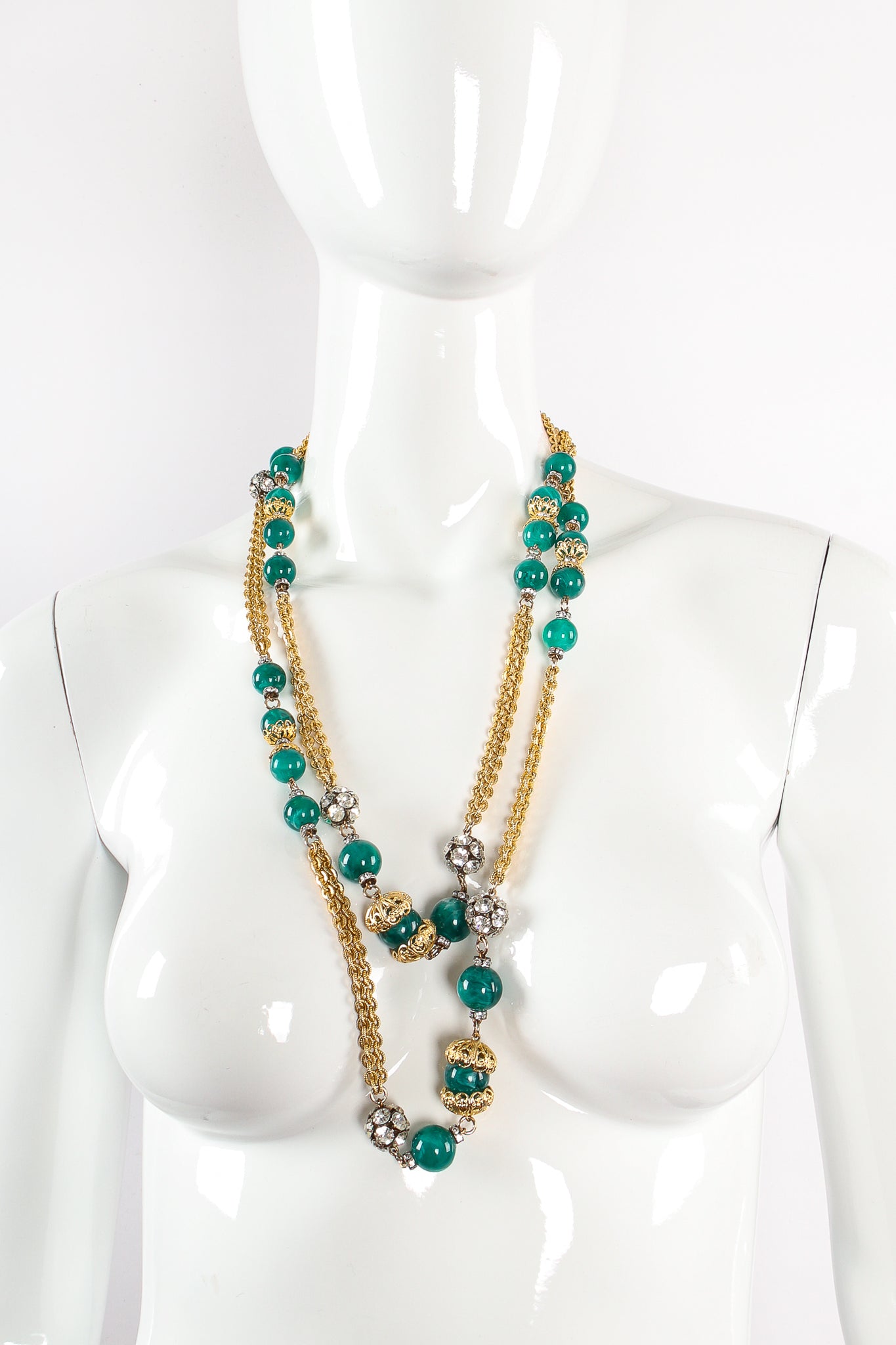 Vintage XL Marble Bead Chain Layering Necklace on mannequin double at Recess Los Angeles