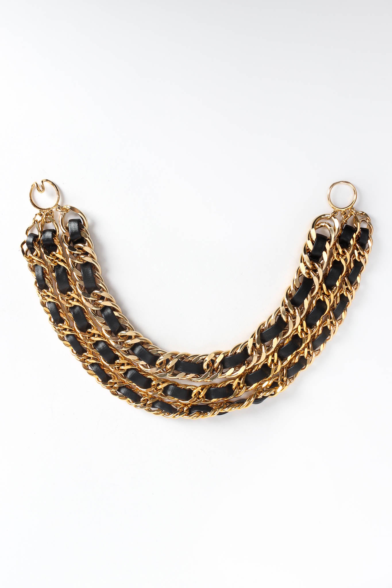 Vintage Triple Leather Curb Chain Collar Flat Lay at Recess LA