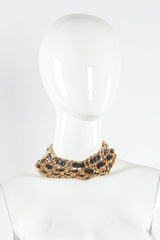 Vintage Triple Leather Curb Chain Collar on Mannequin at Recess LA