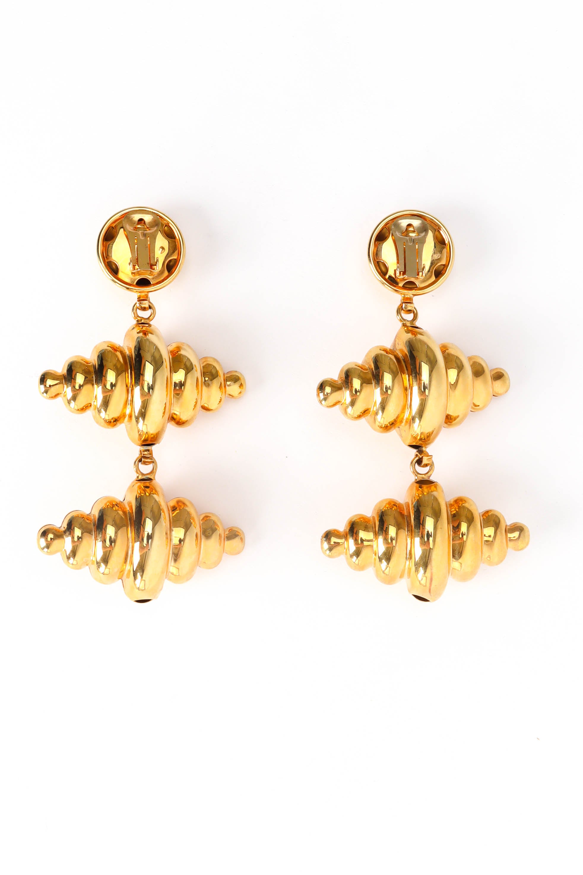 Vintage Double Croissant Chandelier Earrings backs closed @ Recess Los Angeles