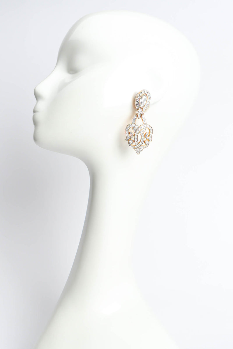 Vintage Fleur Rhinestone Earrings on mannequin @ Recess Los Angeles