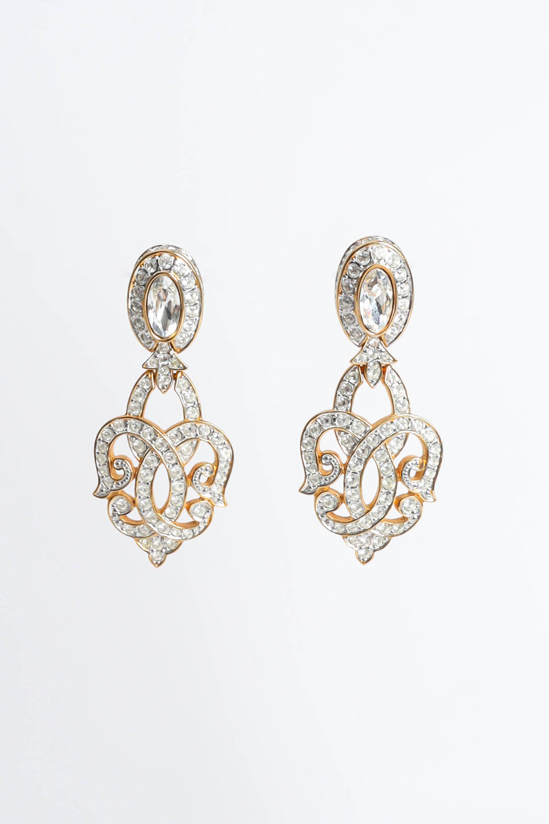 Vintage Fleur Rhinestone Earrings front @ Recess Los Angeles