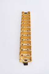 Vintage Etched Goldtone Barrel Link Bracelet backside at Recess Los Angeles