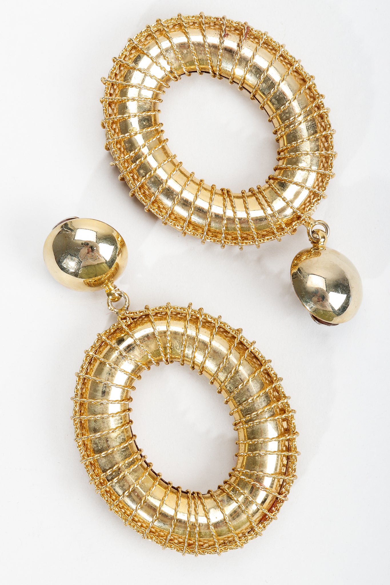 Vintage Gold Wire Wrap Hoop Drop Earrings at Recess Los Angeles