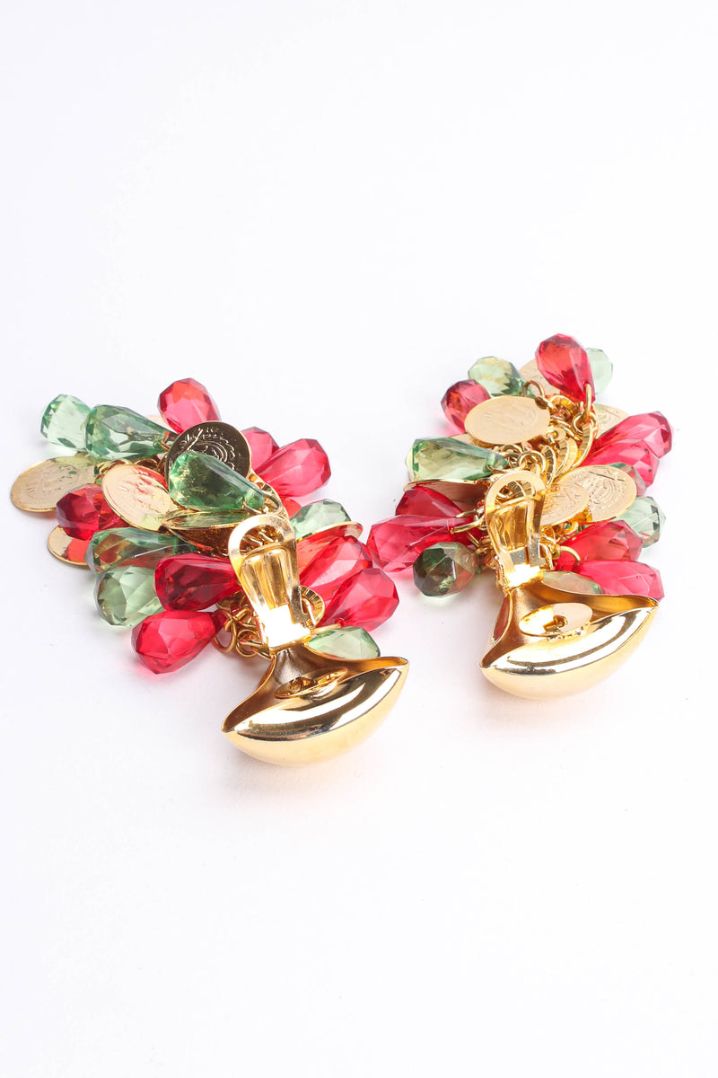 Vintage Festive Crystal Coin Waterfall Earrings backs open close @ Recess Los Angeles