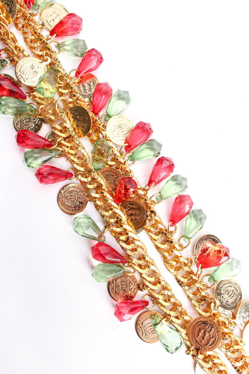 Vintage Festive Double Tiered Crystal Coin Necklace beads/chain @ Recess Los Angeles