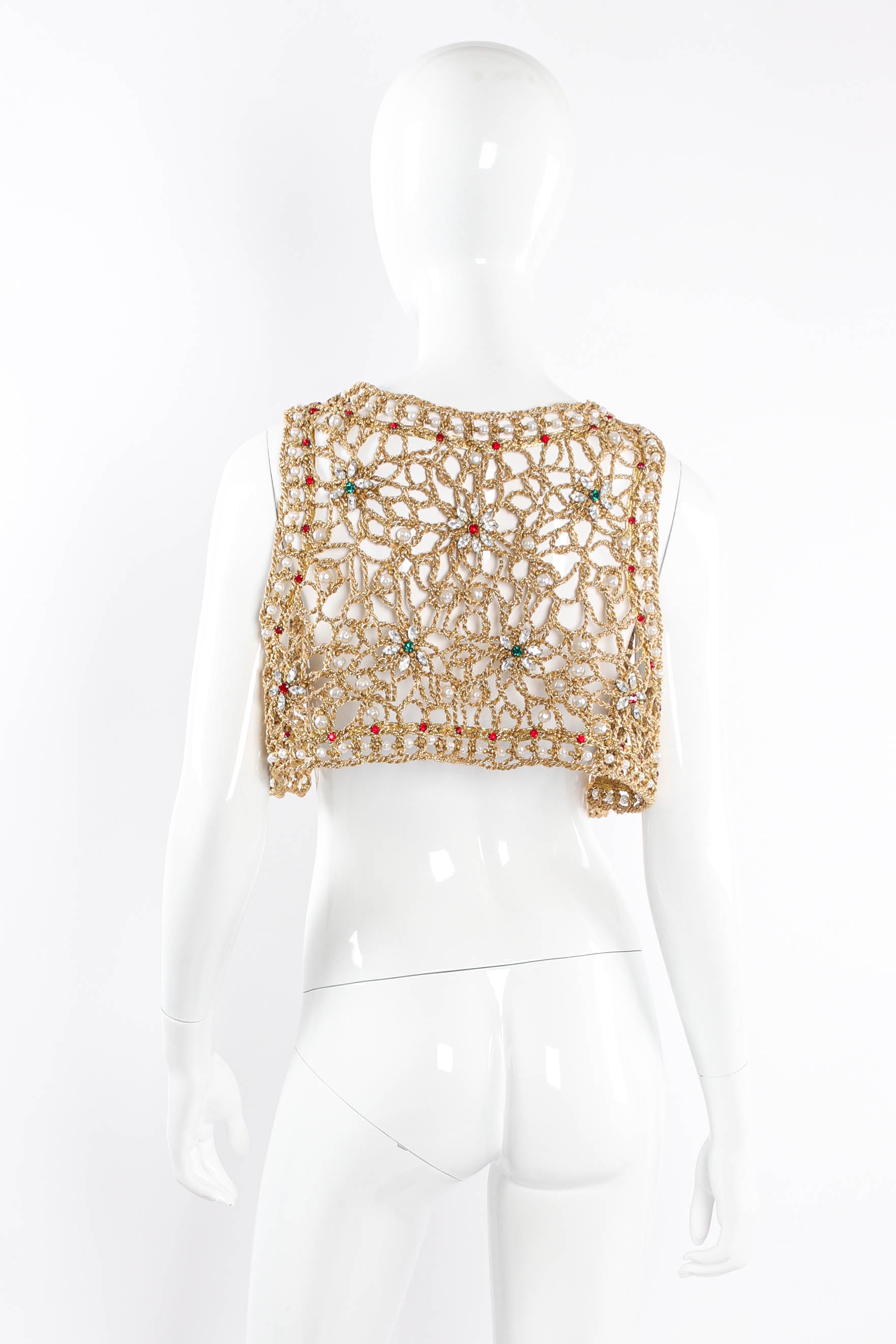 Vintage Jeweled Crochet Rope Vest mannequin back @ Recess Los Angeles