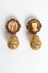 Vintage Filigree Golden Globe Cross Rhinestone Earrings reverse flat  @ Recess LA