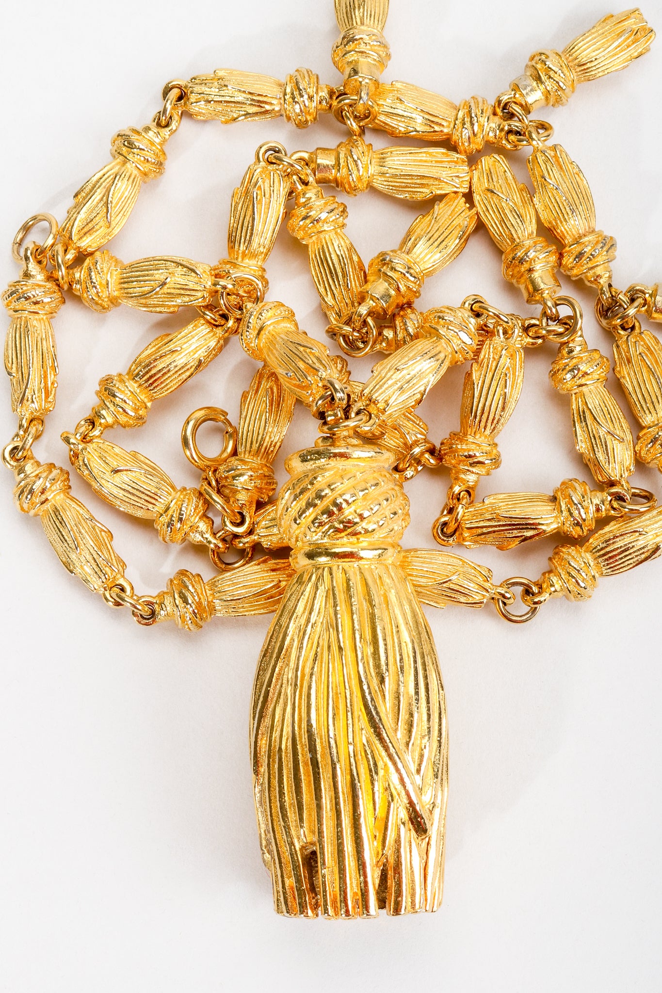 Vintage Gold Sculpted Tassel Pendant Necklace at Recess Los Angeles