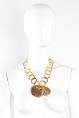 Vintage Hammered Ring Plate Pendant Necklace on mannequin at Recess Los Angeles