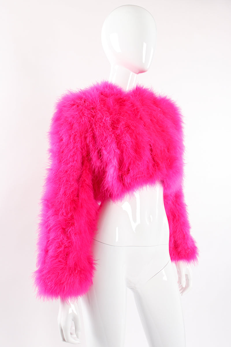 Vintage Hot Marabou Cropped Jacket angle at Recess Los Angeles