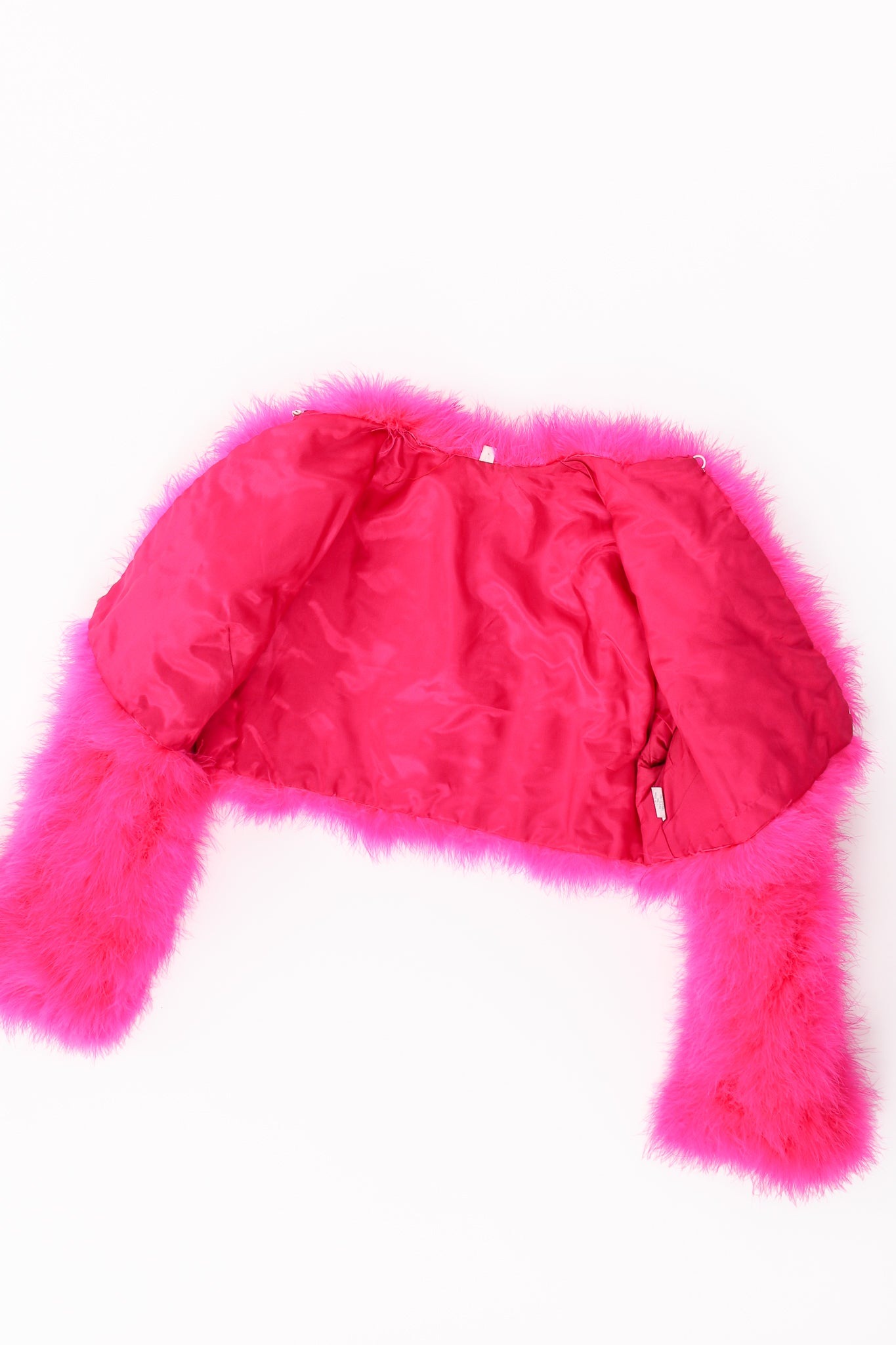 Vintage Hot Marabou Cropped Jacket lining at Recess Los Angeles