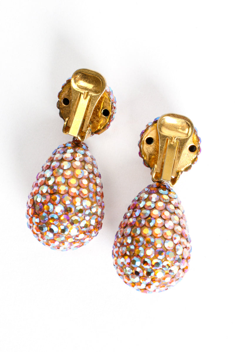 Vintage Iridescent Rhinestone Drop Earrings backside at Recess Los Angeles