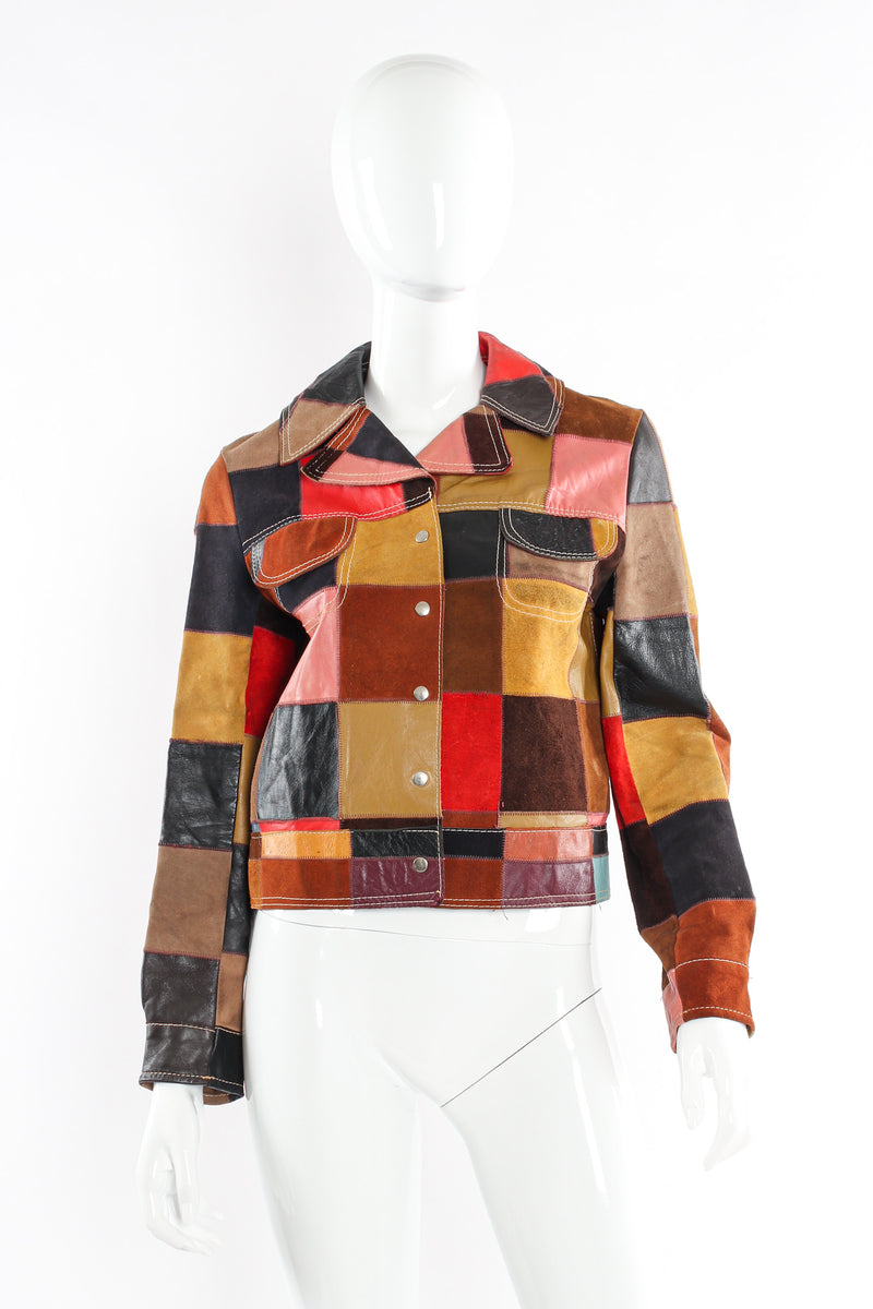 Vintage Mixed Leather Patchwork Jacket mannequin front @ Recess LA