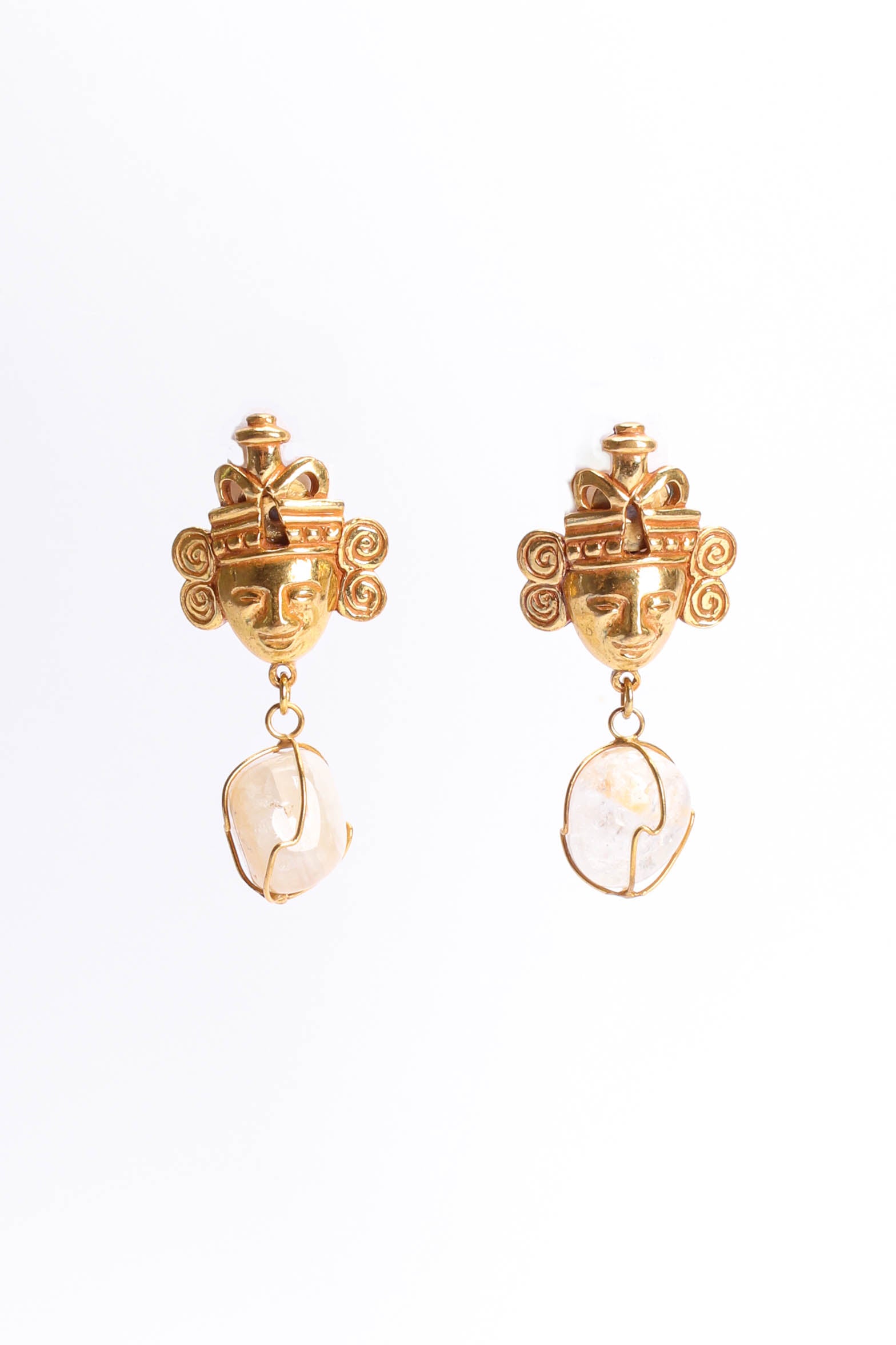 Vintage Mayan Crystal Earrings front @ Recess Los Angeles