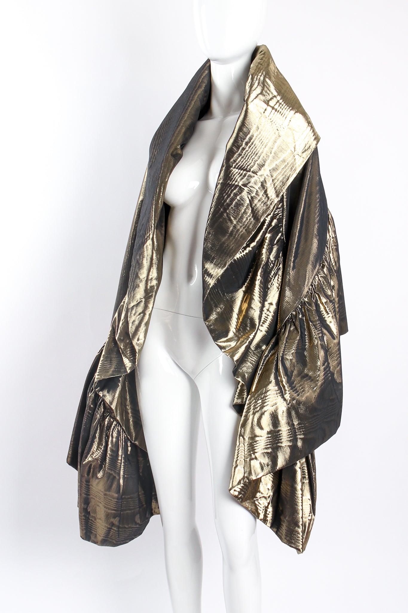 Vintage Metallic Moiré Taffeta Ruffle Wrap on mannequin crop at Recess Los Angeles