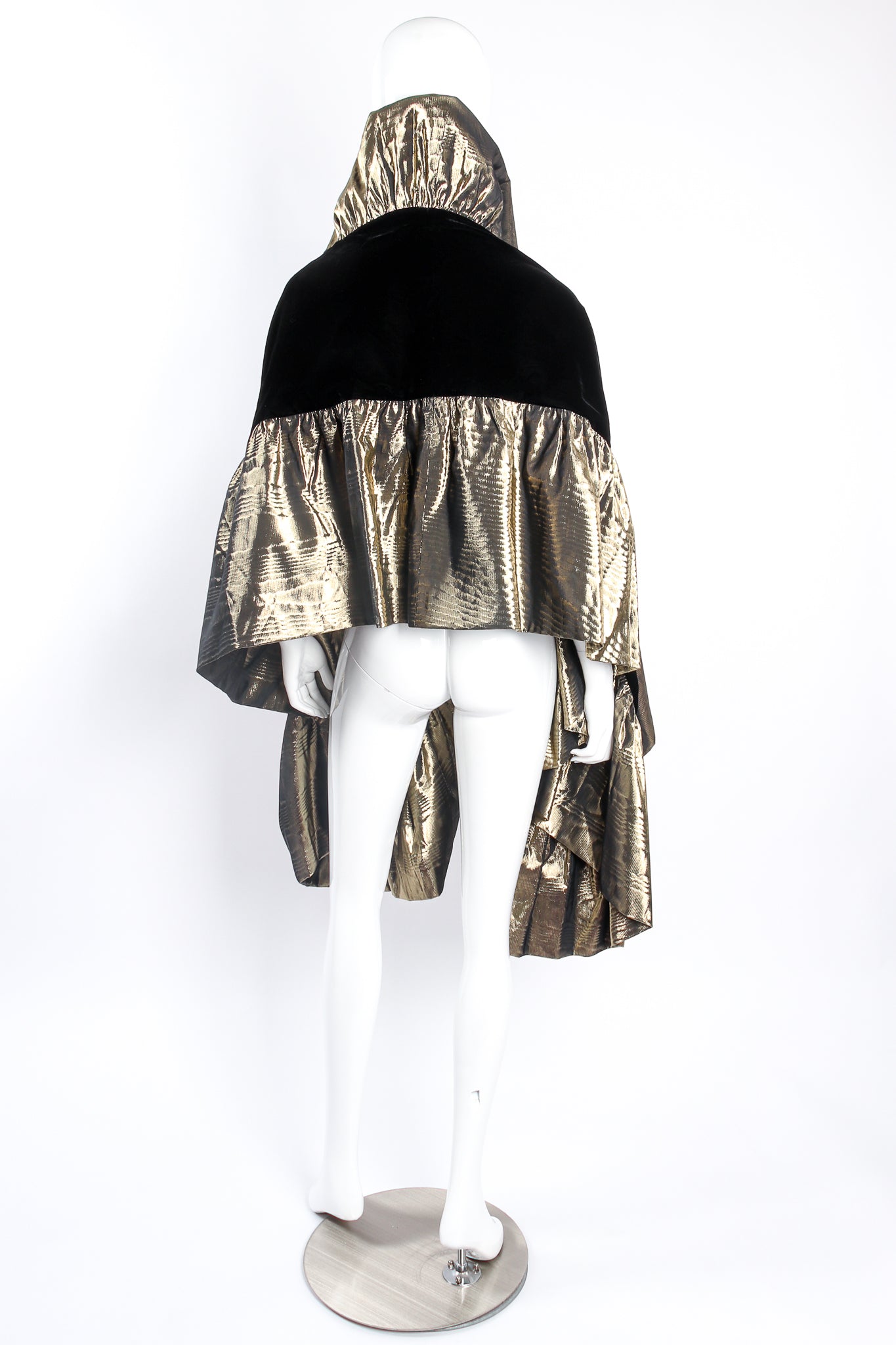 Vintage Metallic Moiré Taffeta Ruffle Wrap on mannequin back at Recess Los Angeles