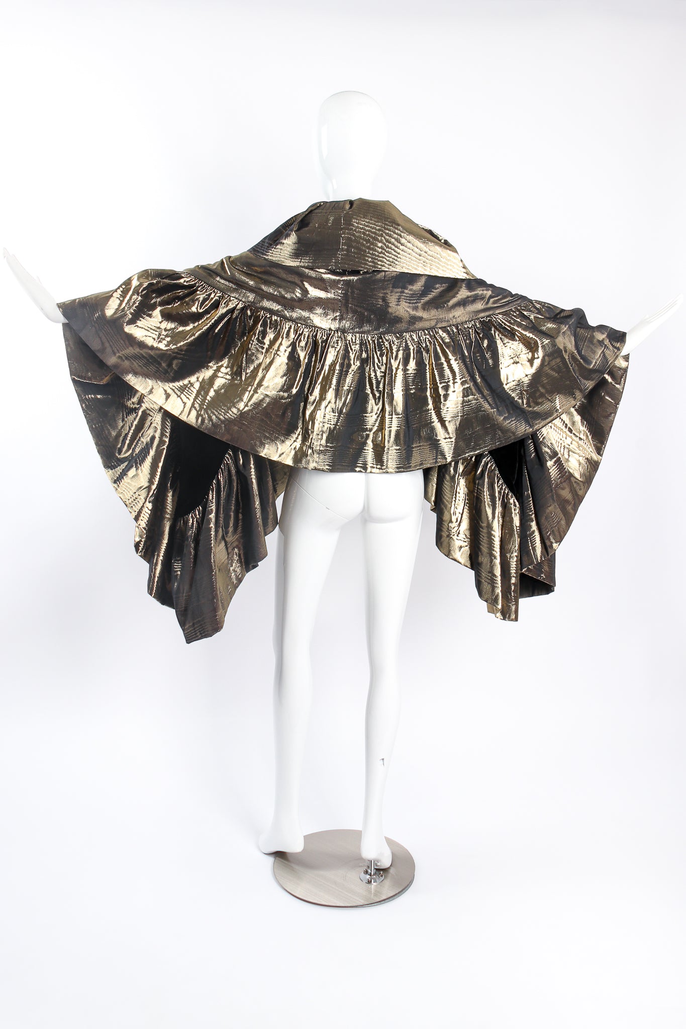 Vintage Metallic Moiré Taffeta Ruffle Wrap on mannequin back at Recess Los Angeles