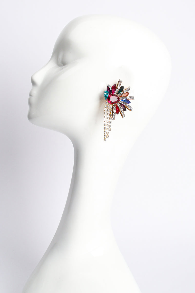 Vintage Rainbow Burst Fringe Earrings on Mannequin at Recess Los Angeles