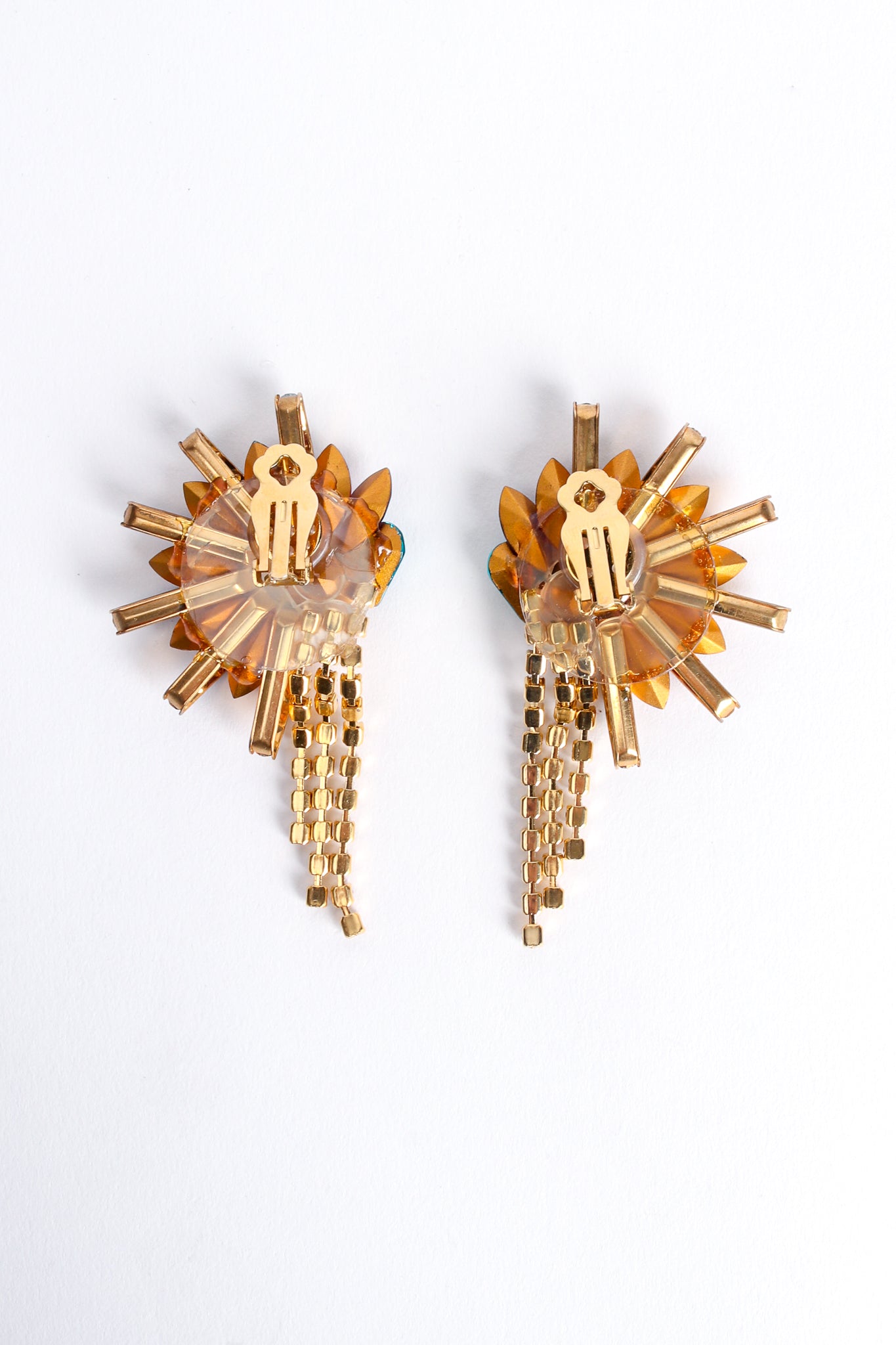 Vintage Rainbow Burst Fringe Earrings backside at  Recess Los Angeles