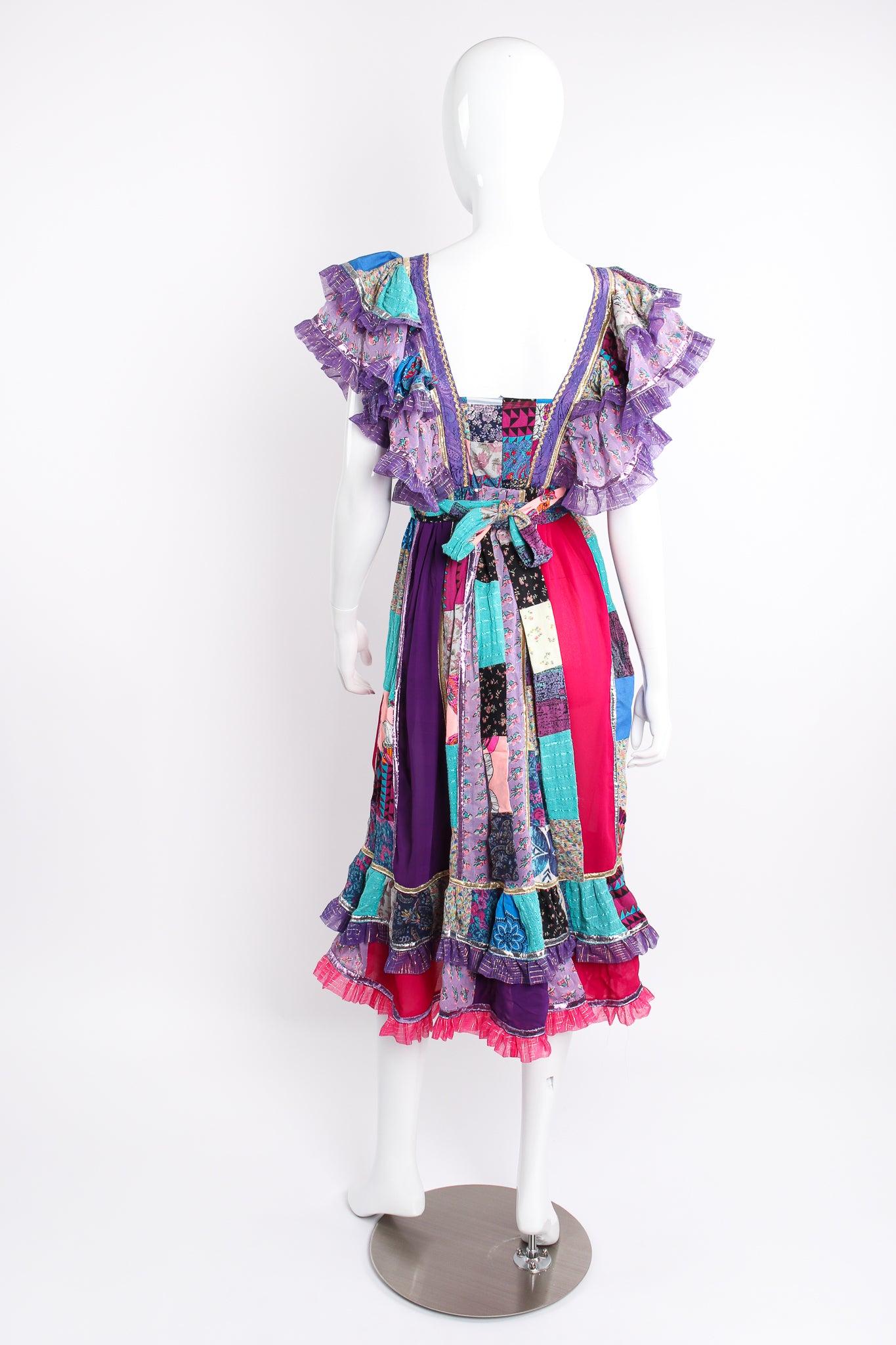 Ruffled Patchwork Pinafore Dress