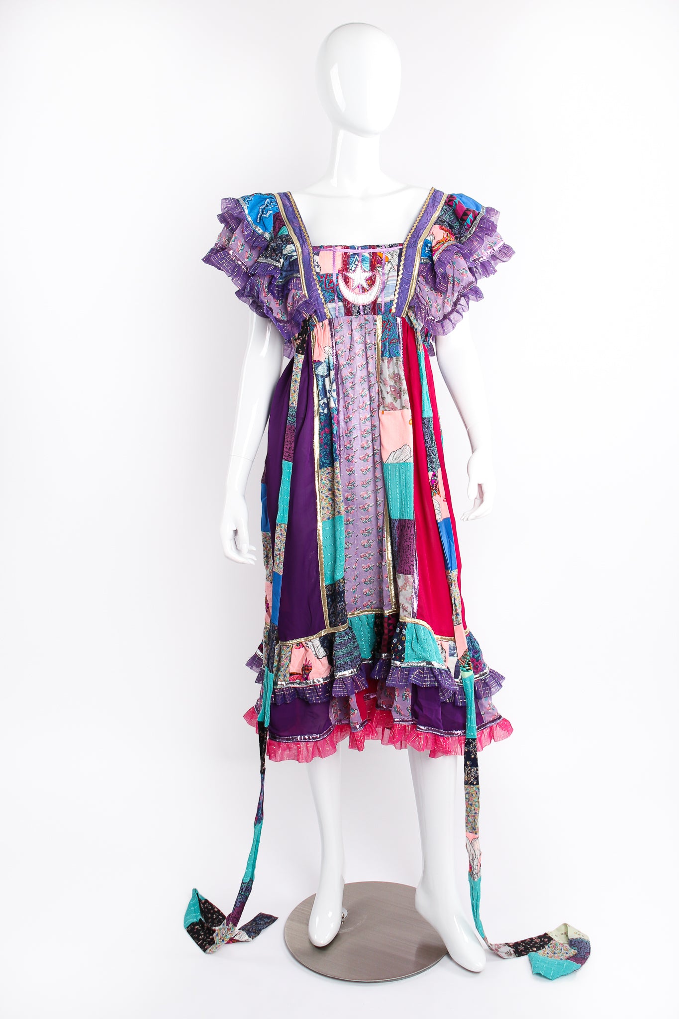 Ruffled Patchwork Pinafore Dress