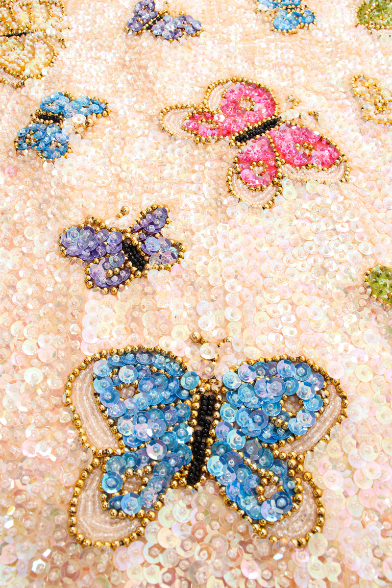 Vintage Beaded Butterfly Halter Gown fabric detail at Recess Los Angeles