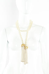 Vintage Pearl Bead Tassel Wrap Lariat on mannequin double wrap @ Recess Los Angeles