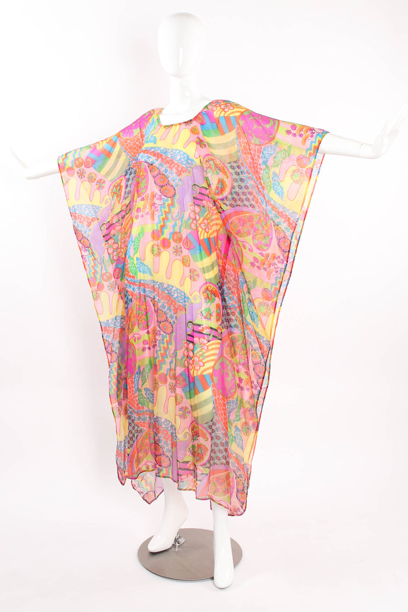 Vintage Geometric Floral Caftan mannequin angle arms out @ Recess LA